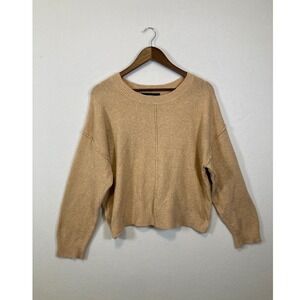 FOREVER 21 Womens Camel Knit Sweater Long Sleeve Crew Neck Casual Size L